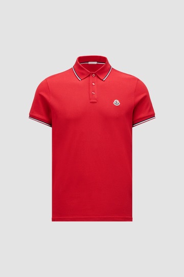 Moncler LOGO PATCH POLO SHIRT - SCARLET RED