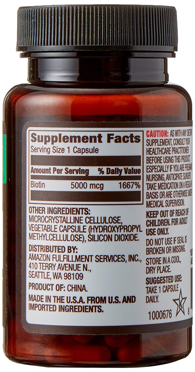 Amazon Elements Biotin 5000 mcg Vegan 130 Capsules