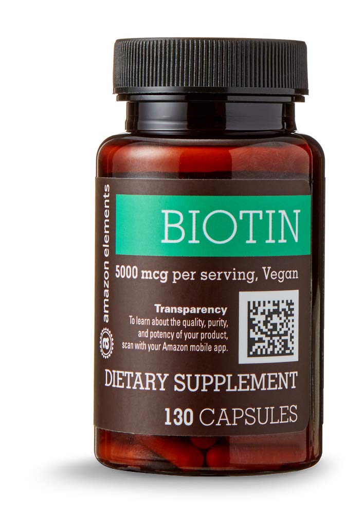 Amazon Elements Biotin 5000 mcg Vegan 130 Capsules