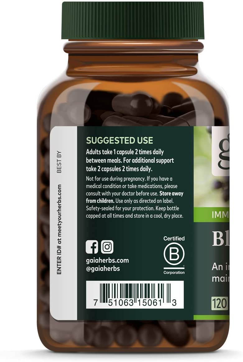 Gaia Herbs Black Elderberry - 120 Tablet