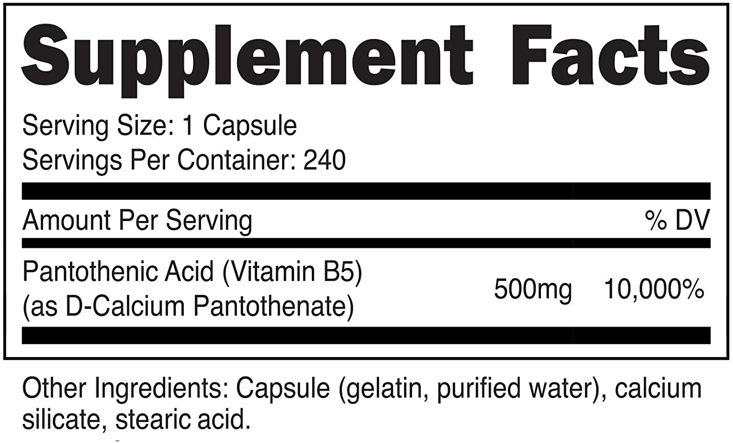 Nutricost Pantothenic Acid (Vitamin B5) 500mg - 240 Tablet