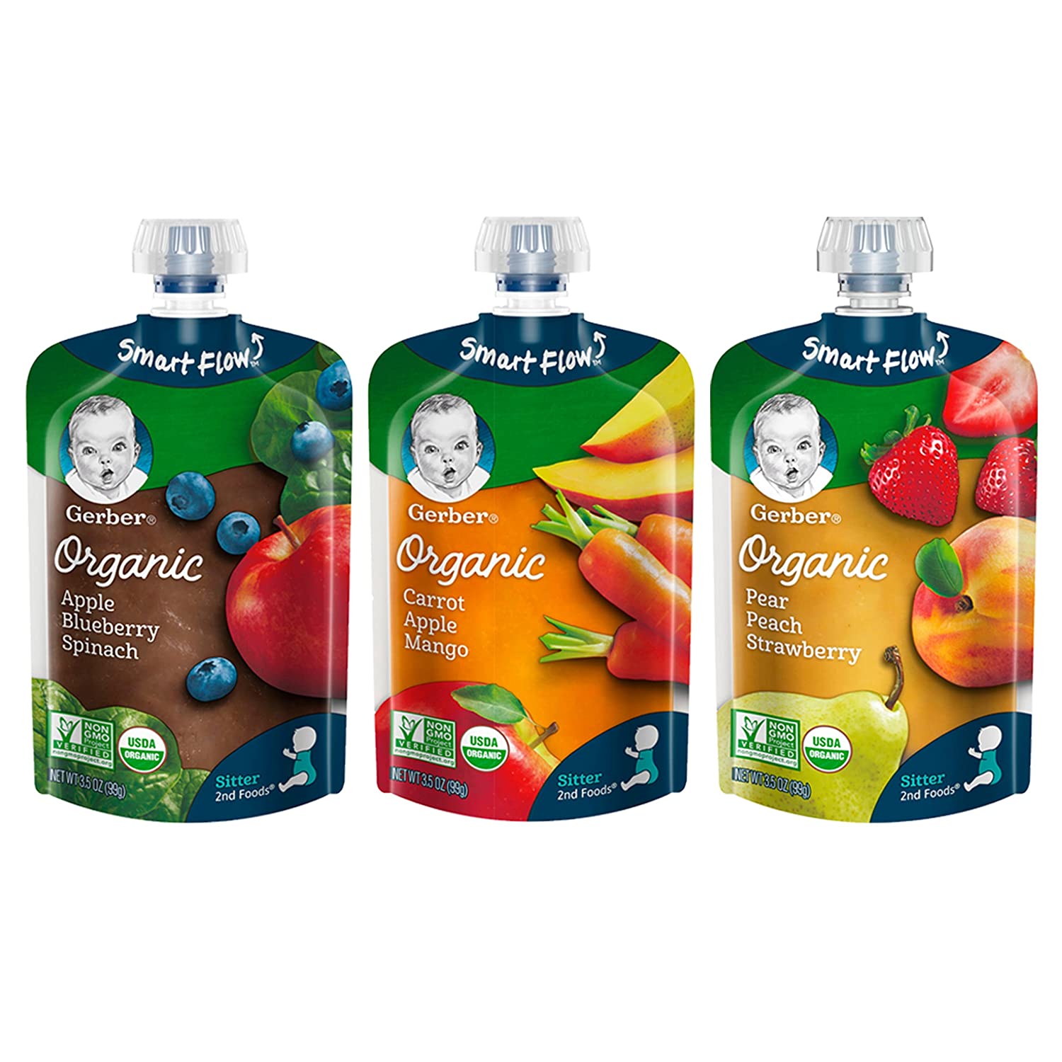 Gerber Organic 2nd Foods, Fruit & Veggie Variety Pack - 18'li Paket