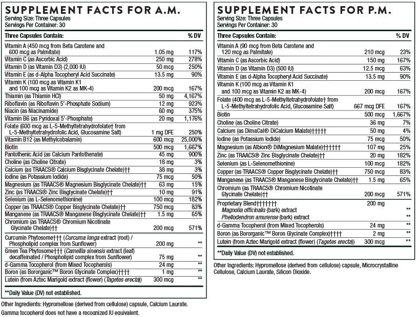 Thorne Research - Multi-Vitamin Elite A.M. and P.M. - 180 Tablet