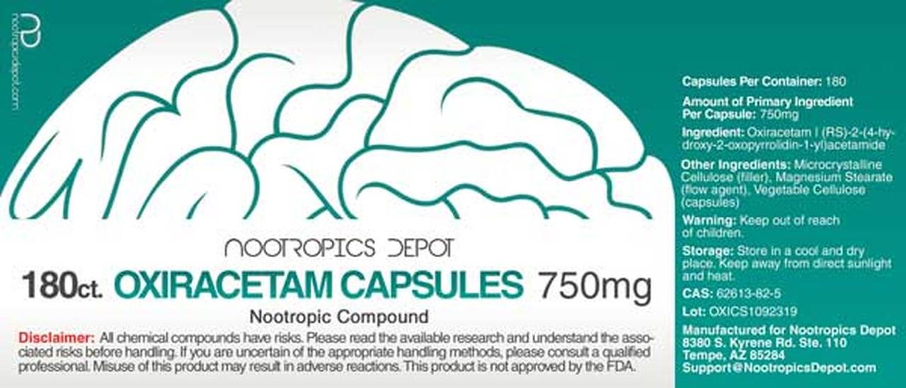 Nootropics Depot Oxiracetam 750mg Capsules - 180 Tablet