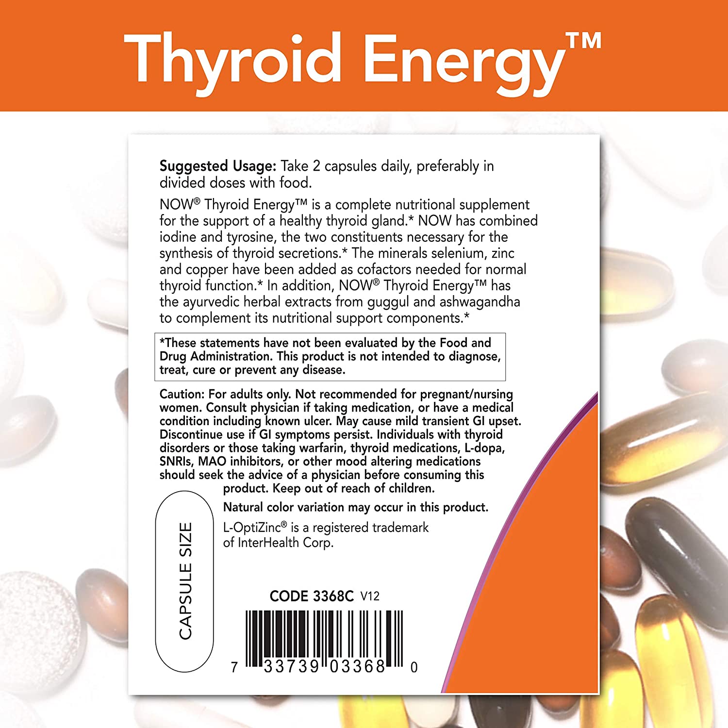 NOW Foods Thyroid (L-Tyrosine) Energy - 90 Tablet