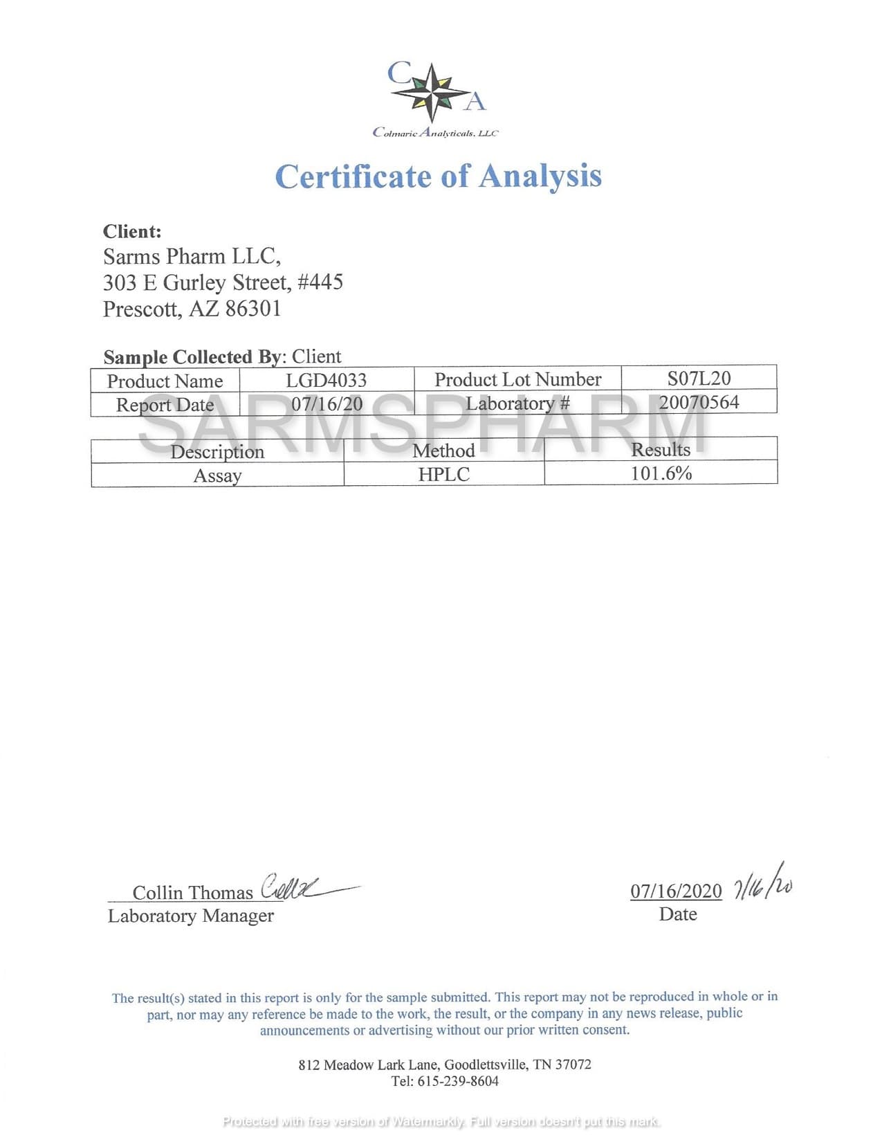 Sarms Pharm Ligandrol - LGD-4033