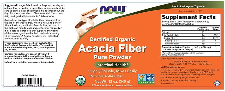 NOW Supplements Acacia Fiber Powder - 340gr