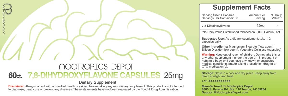 Nootropics Depot 7,8-Dihydroxyflavone Capsules 25mg - 60 Tablet