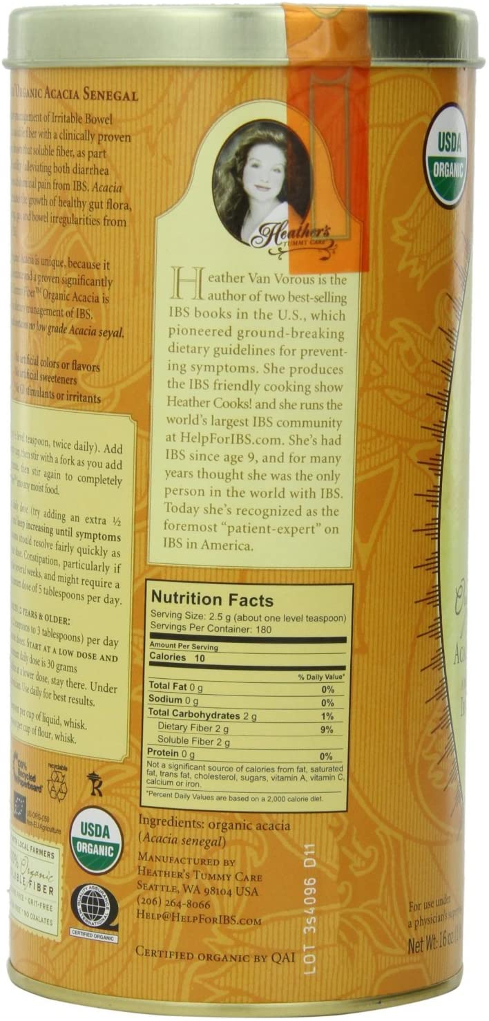 Heather's Tummy Fiber Organic Acacia Senegal for IBS - 16 oz