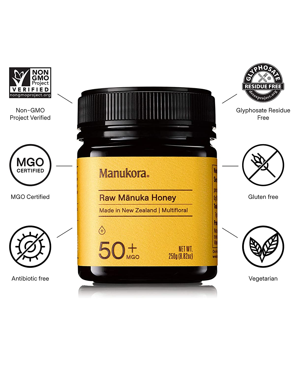 Manukora MGO 50+ Multifloral Raw Manuka Honey - 8.8 oz