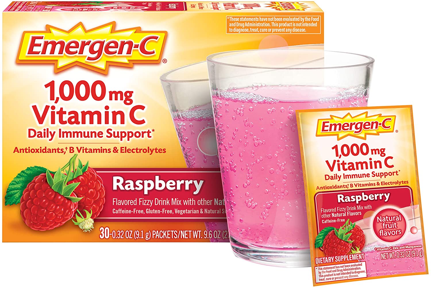 Emergen-C 1000mg Vitamin C Powder Raspberry - 30 Paket