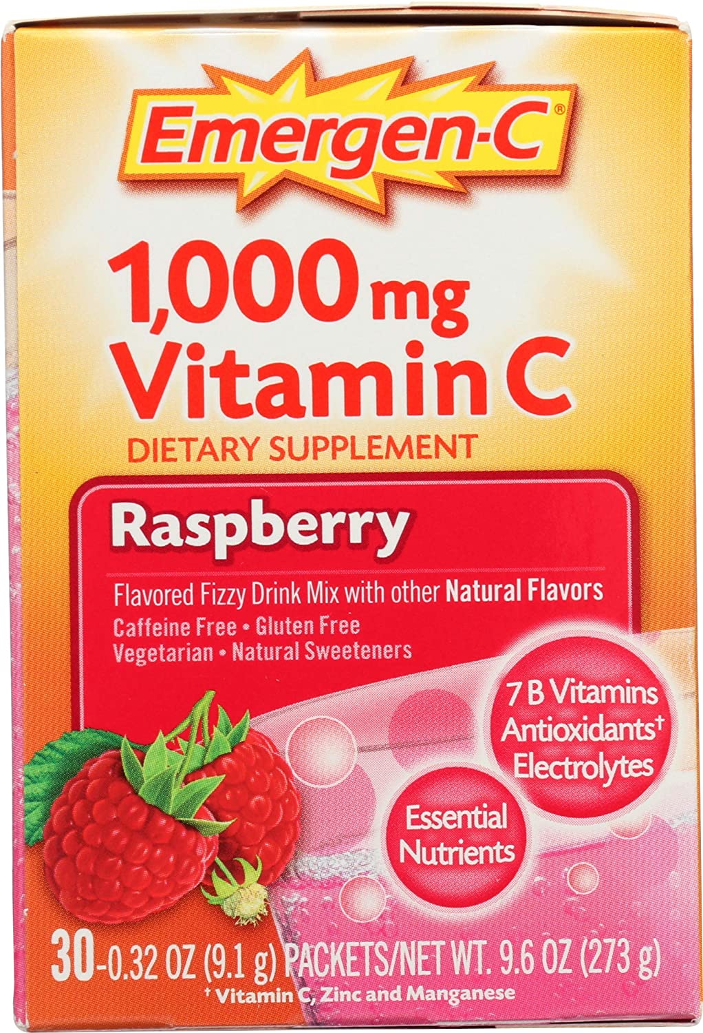 Emergen-C 1000mg Vitamin C Powder Raspberry - 30 Paket