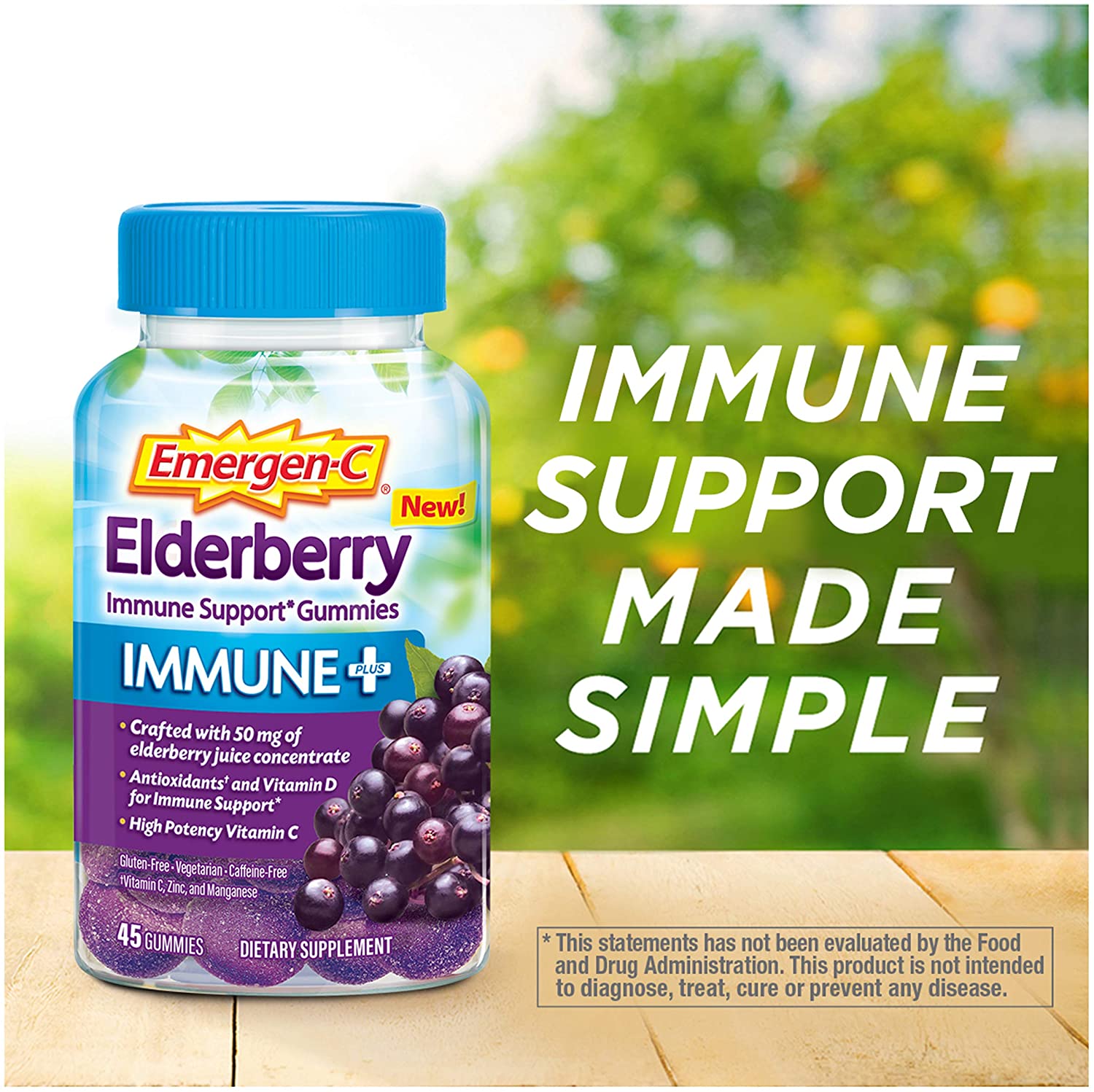 Emergen-C Immune Elderberry 750 mg Vitamin C - 45 Gummies