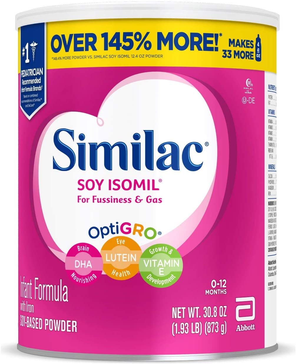 Similac Soy Isomil Infant Formula with Iron Powder 4'lü Paket - 30.8 oz