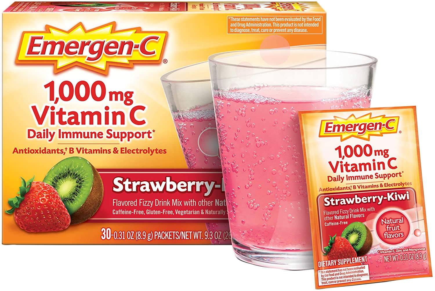 Emergen-C 1000mg Vitamin C Strawberry-Kiwi Powder - 30 Paket