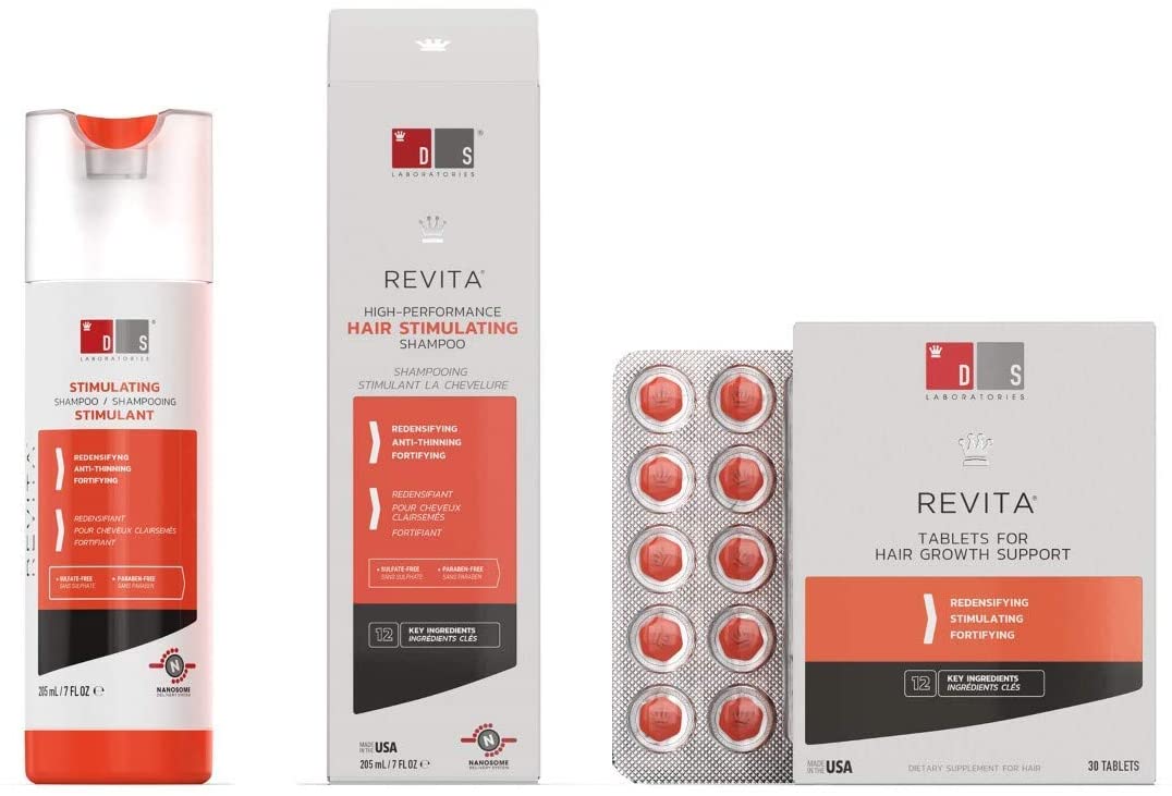 Hair Thinning & Hair Growth Kit w/Revita Hair Stimulating Shampoo and Revita Hair Growth Supplement Tablets for Men & Women