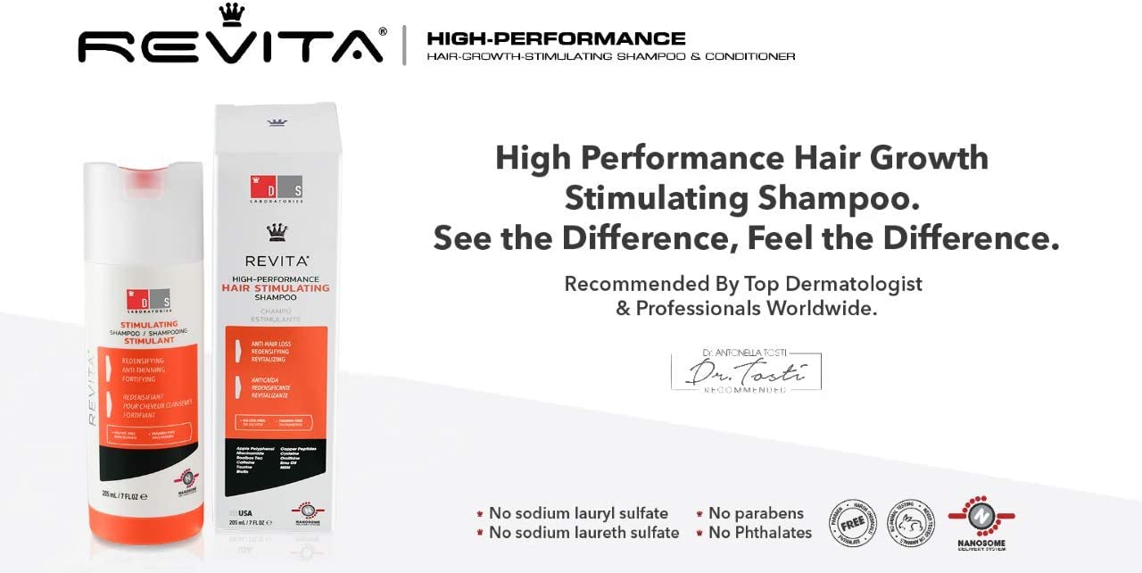 Hair Thinning & Hair Growth Kit w/Revita Hair Stimulating Shampoo and Revita Hair Growth Supplement Tablets for Men & Women