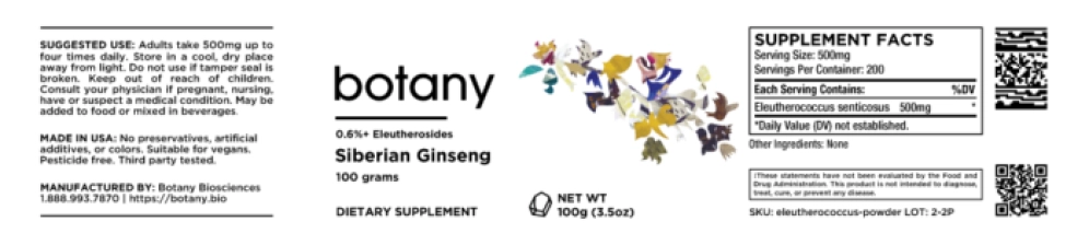 Botany Siberian Ginseng Powder - 100 g
