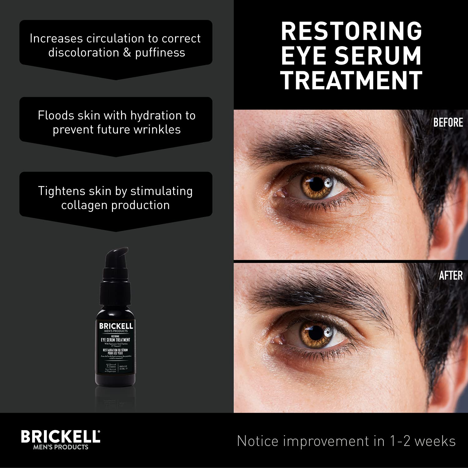 Brickell Men's Restoring Eye Serum - 19 ml