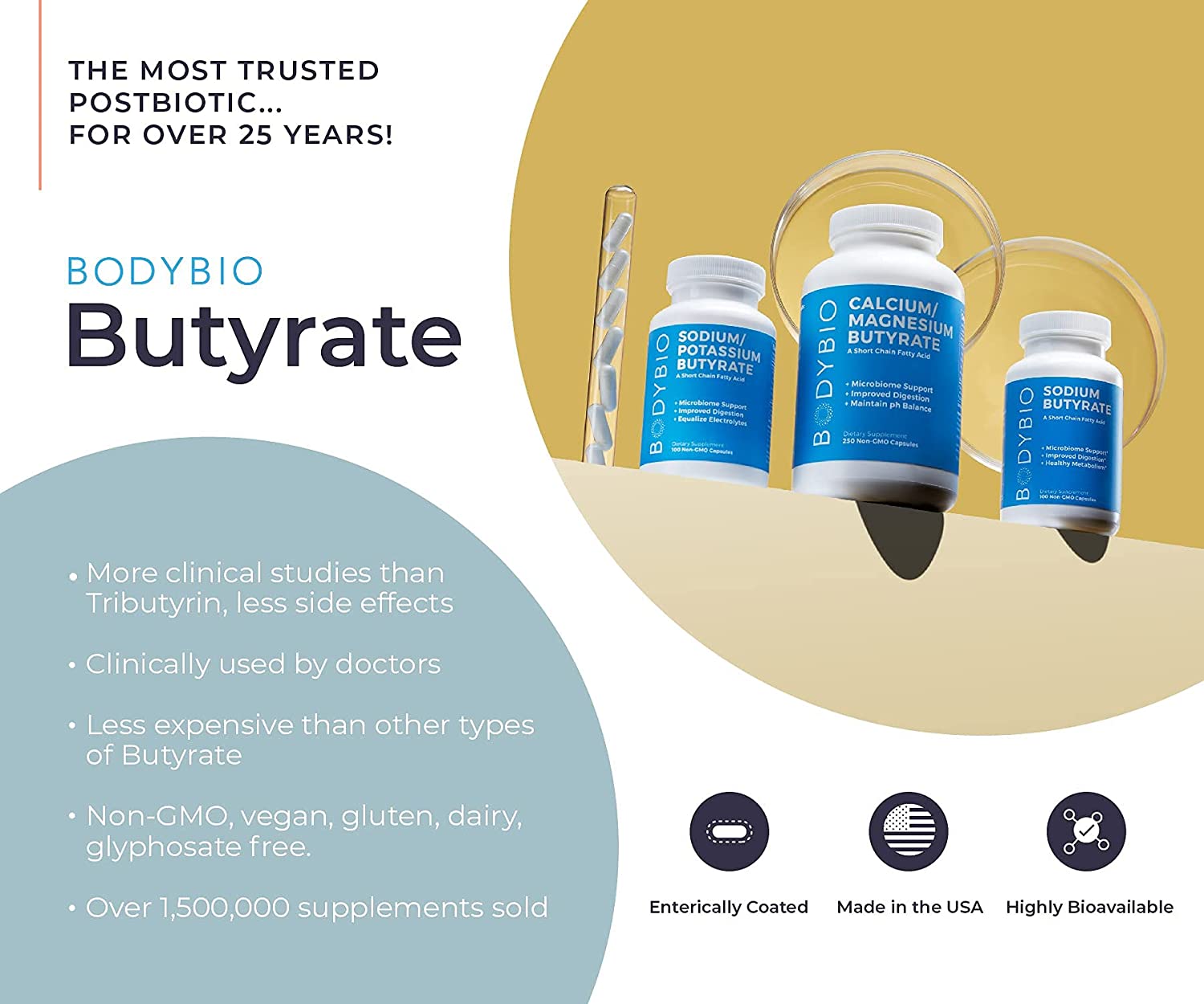 BodyBio Sodium Butyrate - 60 Tablet