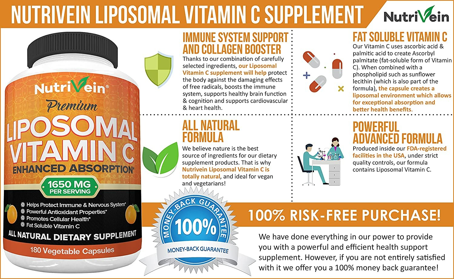 Nutrivein Liposomal Vitamin C - 180 Tablet