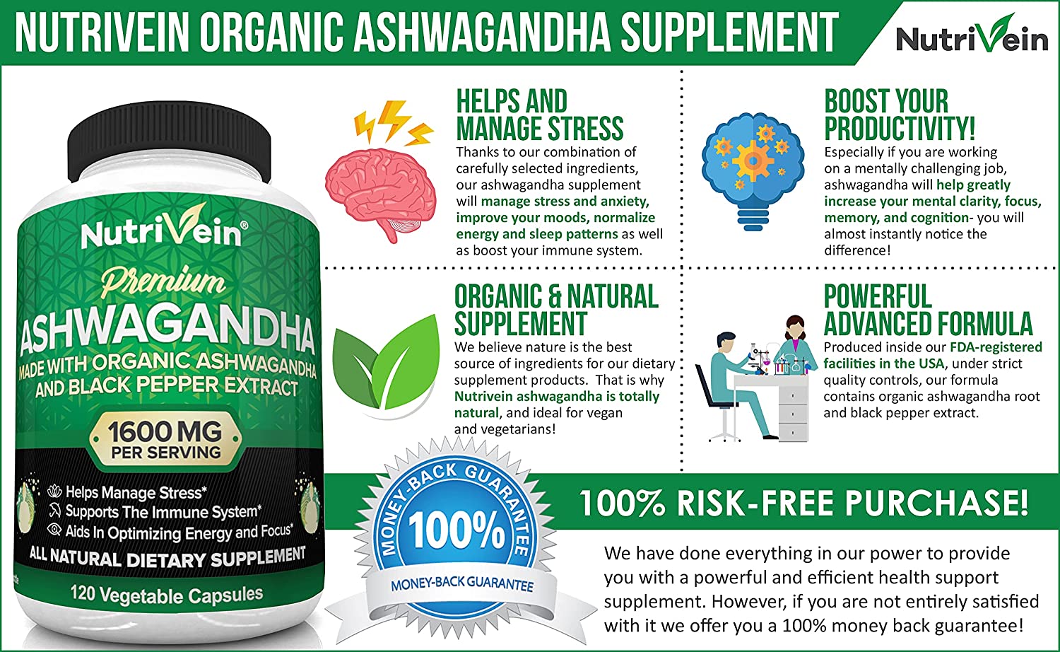 Nutrivein Ashwagandha - 120 Tablet