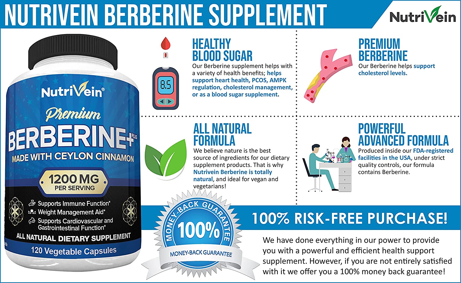 Nutrivein Berberine - 120 Tablet