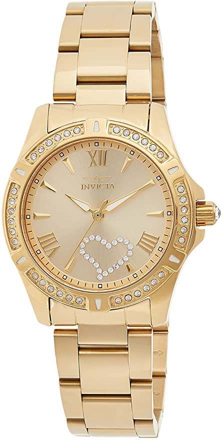 Invicta Women's WildflowerAngelAnalog Display Quartz Stainless-Steel Strap Gold Casual Watch