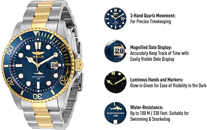 Invicta Men's Pro Diver Quartz Watch with Stainless Steel Strap