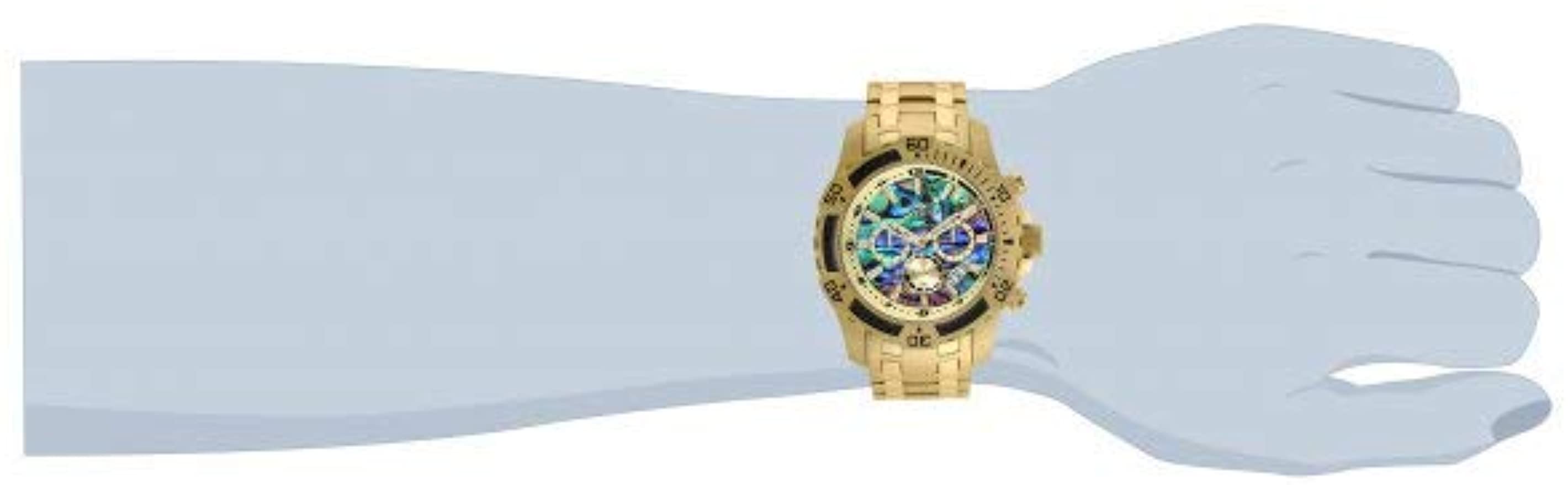 Invicta Men's Pro Diver Scuba Quartz Chronograph Carbon Fiber Bezel Abalone Dial Bracelet Watch