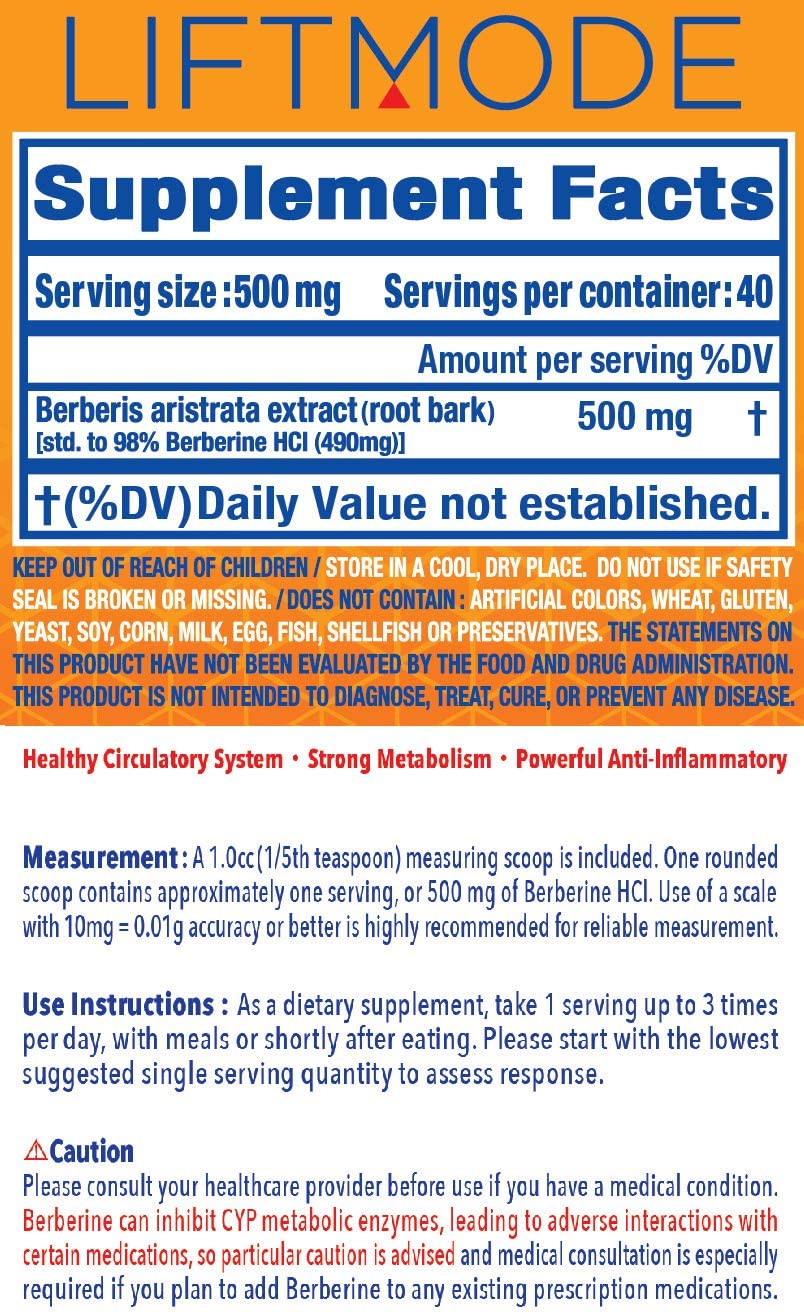 Liftmode Beberine HCL Extract Powder - 20 g