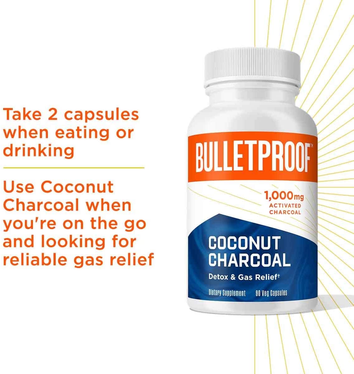 Bulletproof Coconut Charcoal Capsules - 90 Count