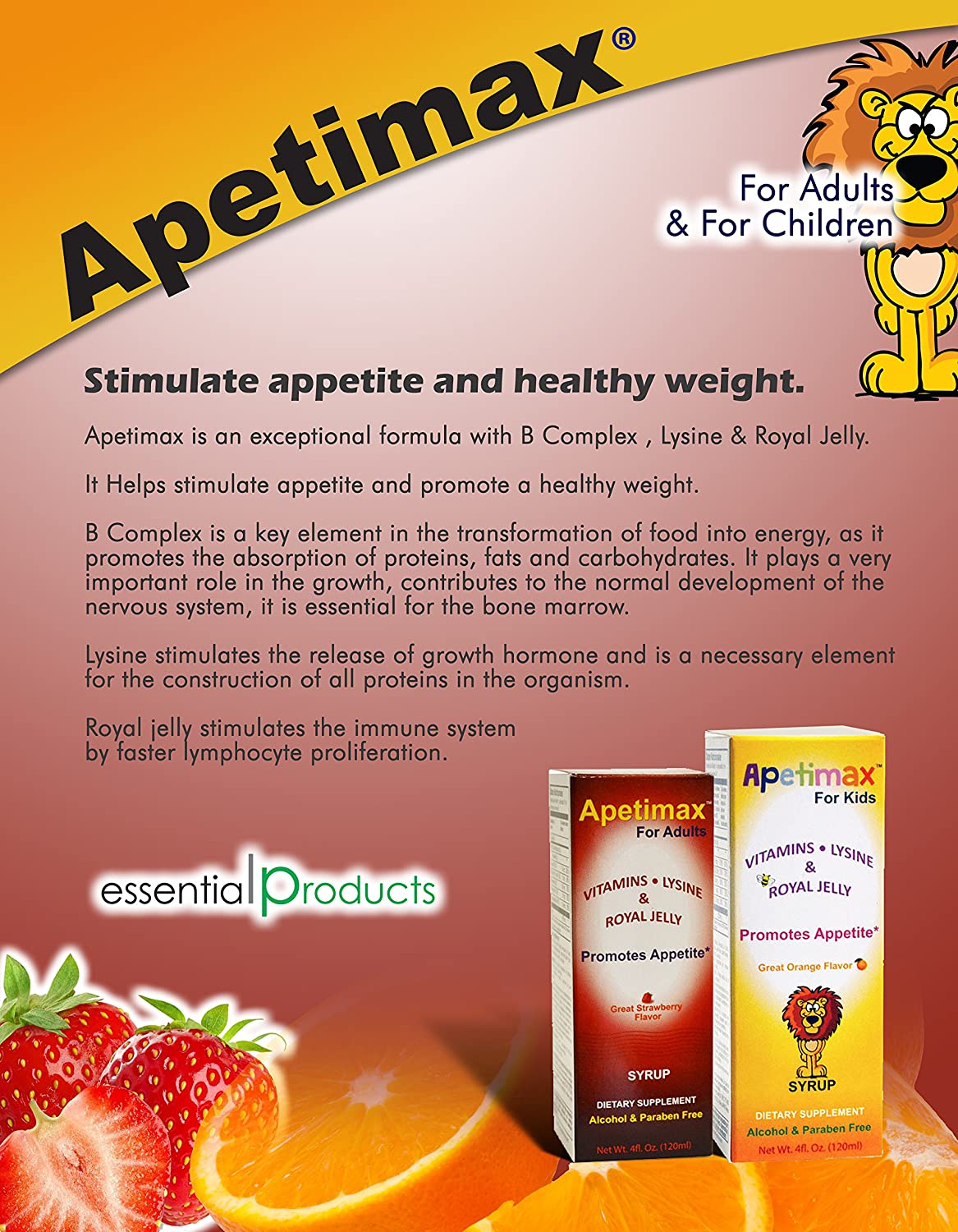 Apetimax Vitamins Lysine Royal Jelly - 120 ml