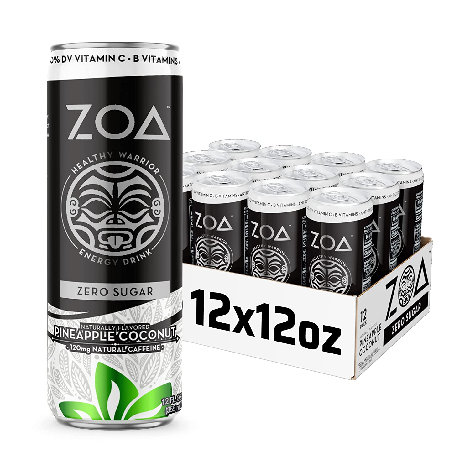 Zoa Sugar Free White Peach & Pineapple Coconut - 24 Pack