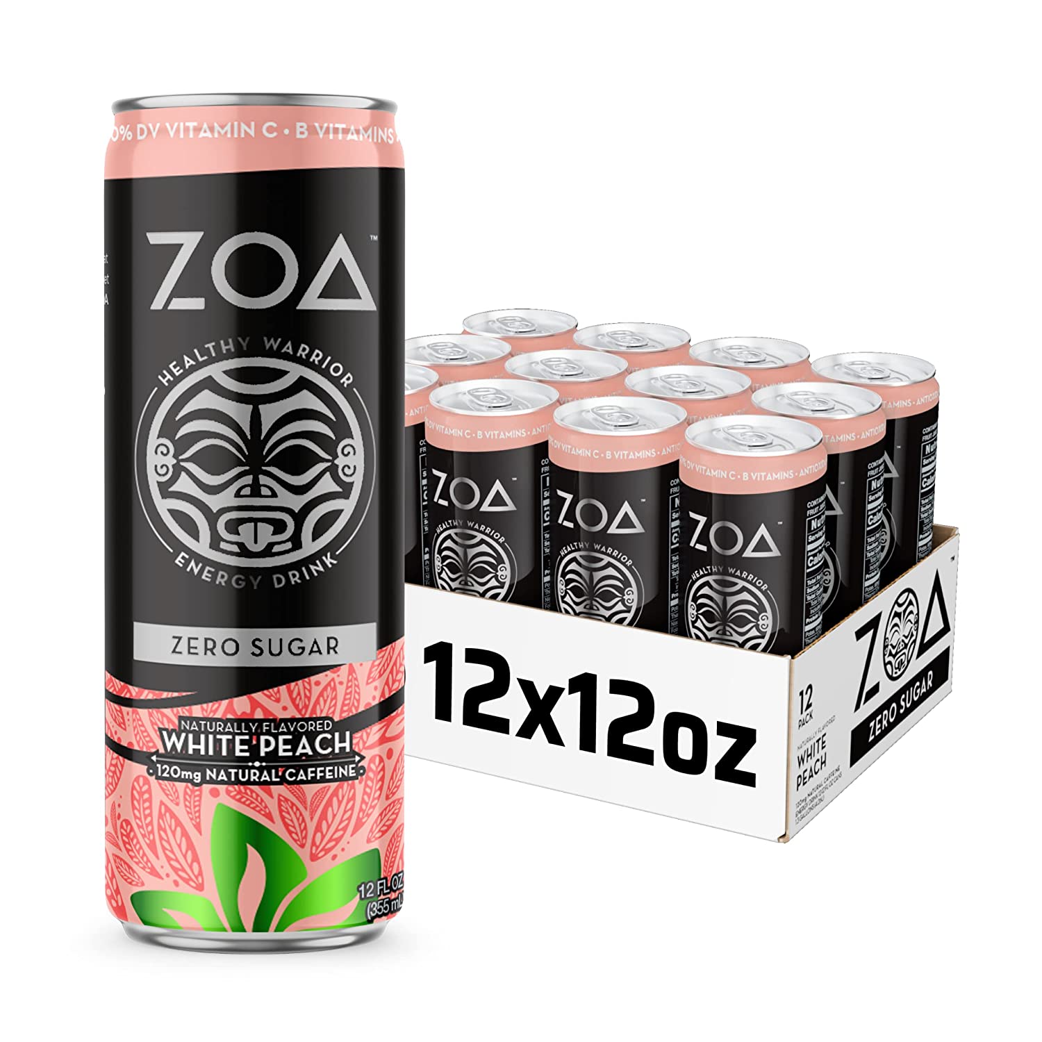 Zoa Sugar Free White Peach & Pineapple Coconut - 24 Pack