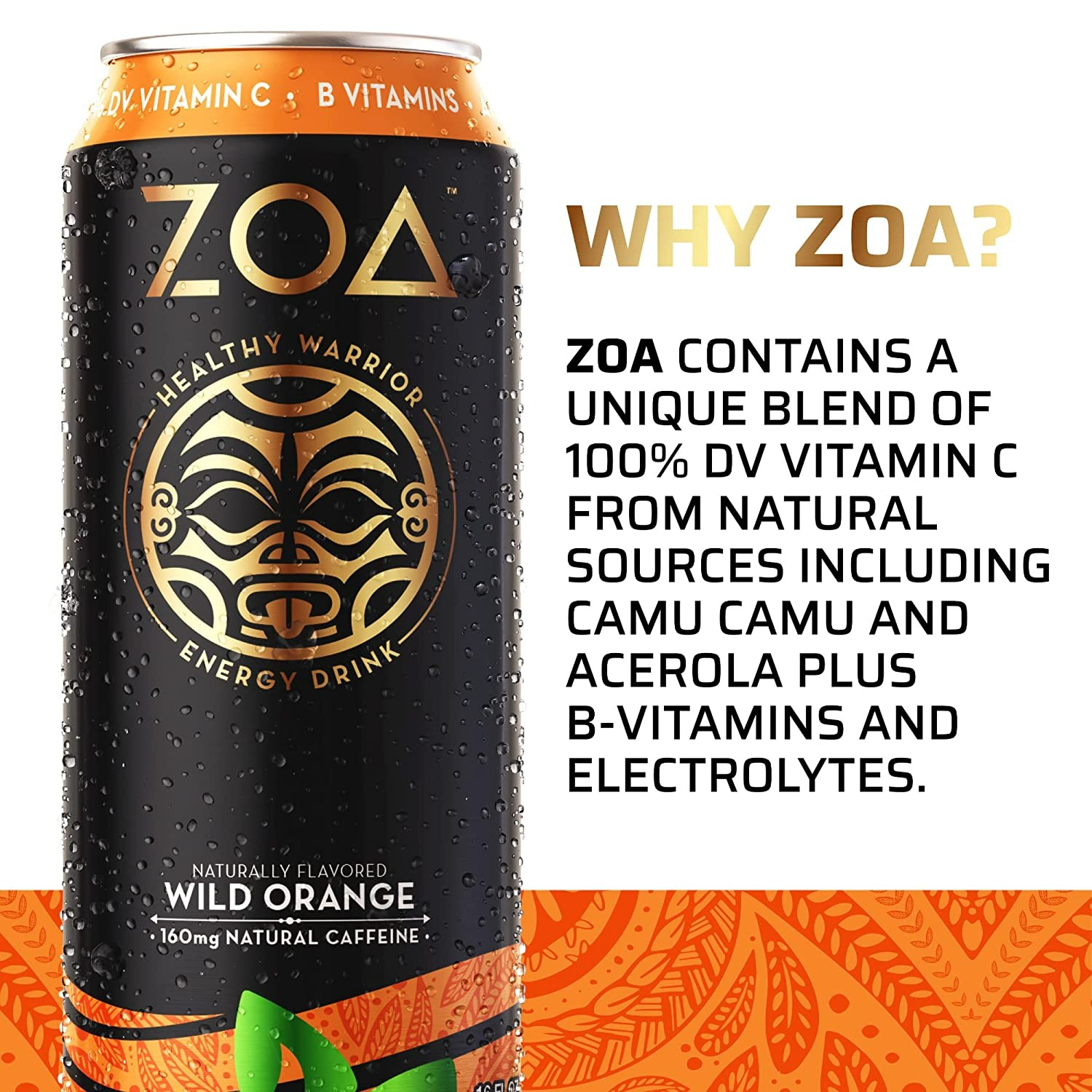 Zoa Energy Drink Wild Orange - 12 Pack