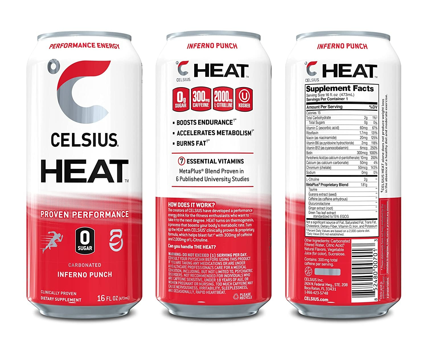 Celsius  Inferno Punch Performance Energy Drink 12 Pack - 473 ml