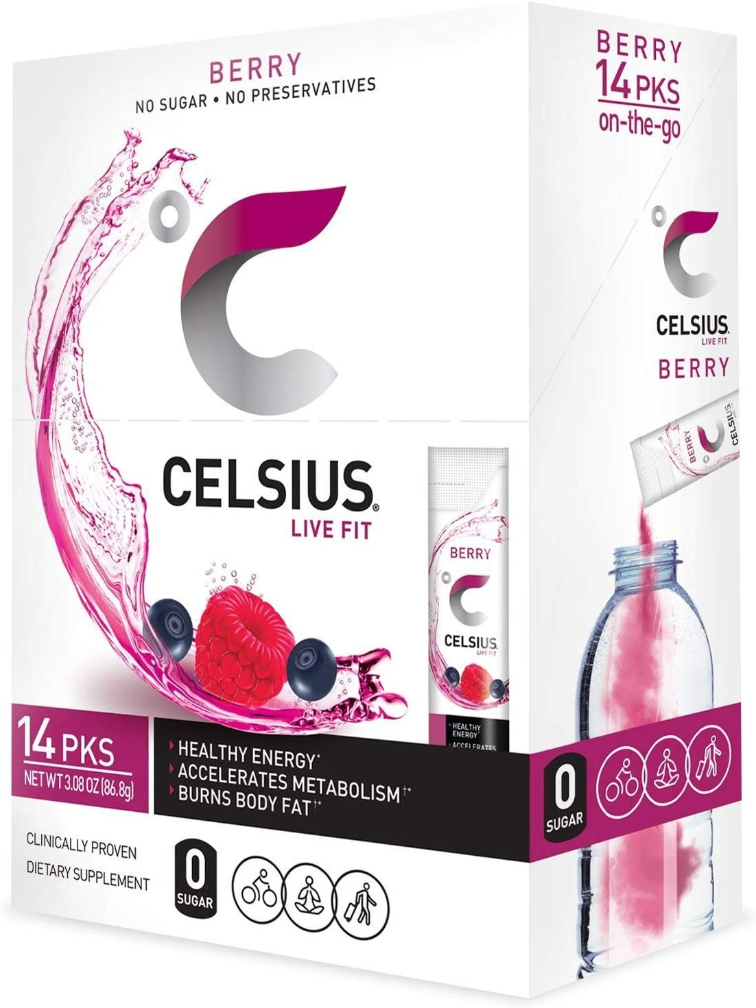 Celsius Berry On the Go Powder Stick - 14 Packs