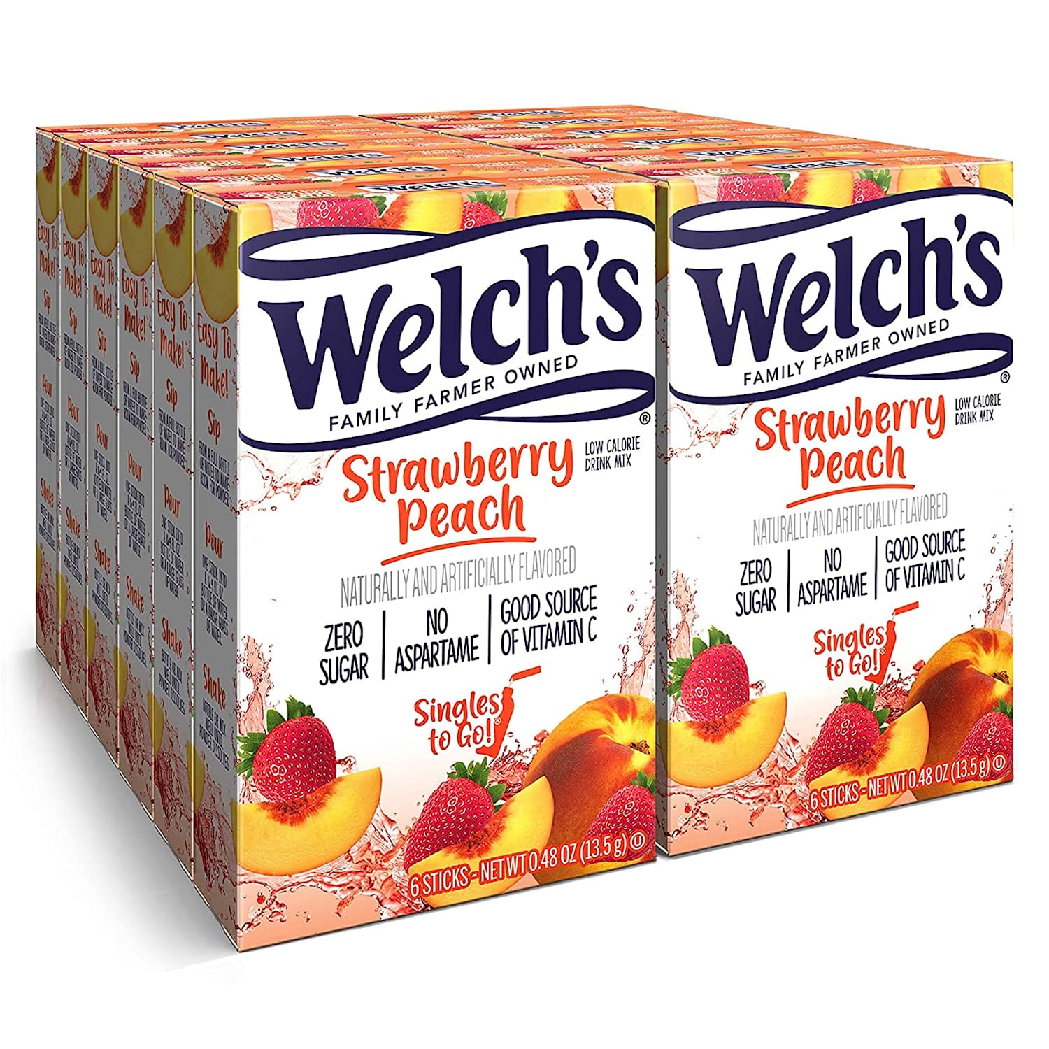 Welch's Drink Mix - Strawberry Peach 0.48 Oz - 12'li Paket