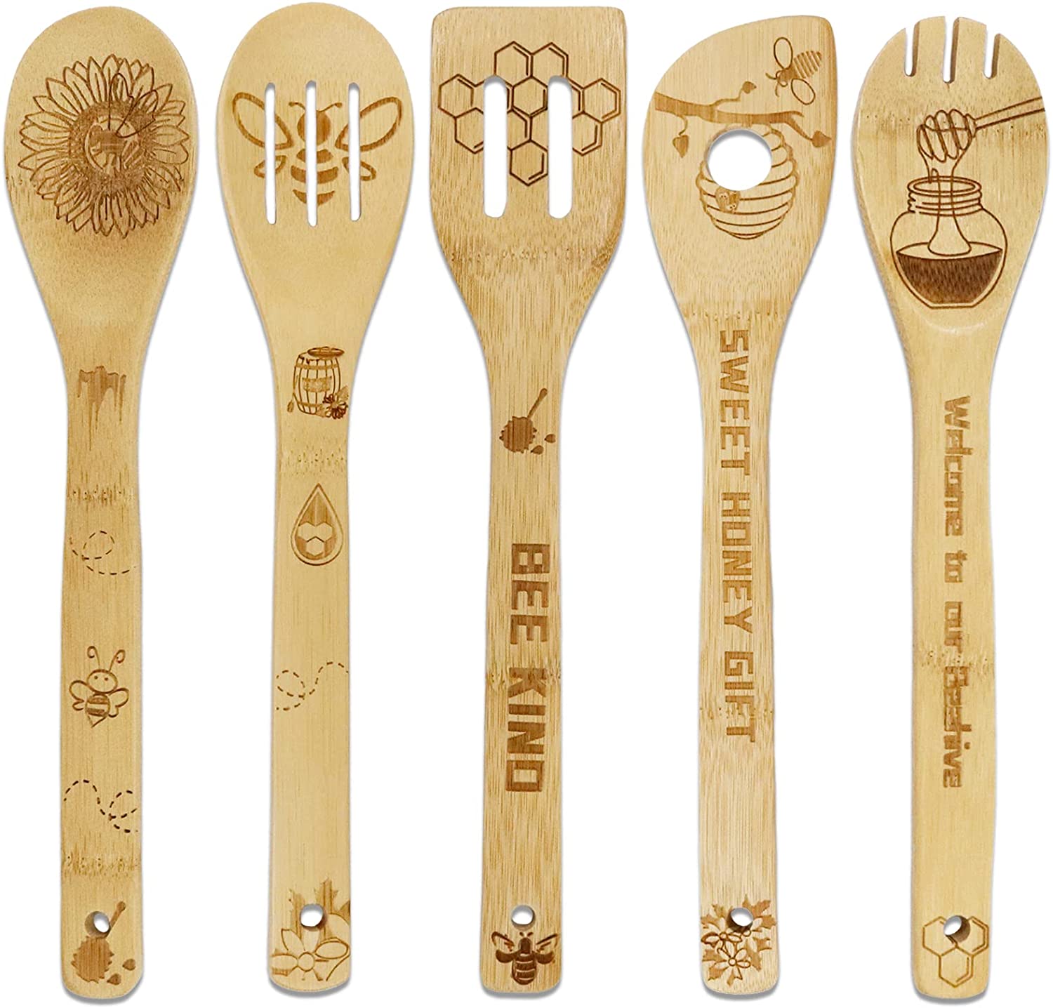 Chaomic Bee Wooden Spoons Set - 5 pcs