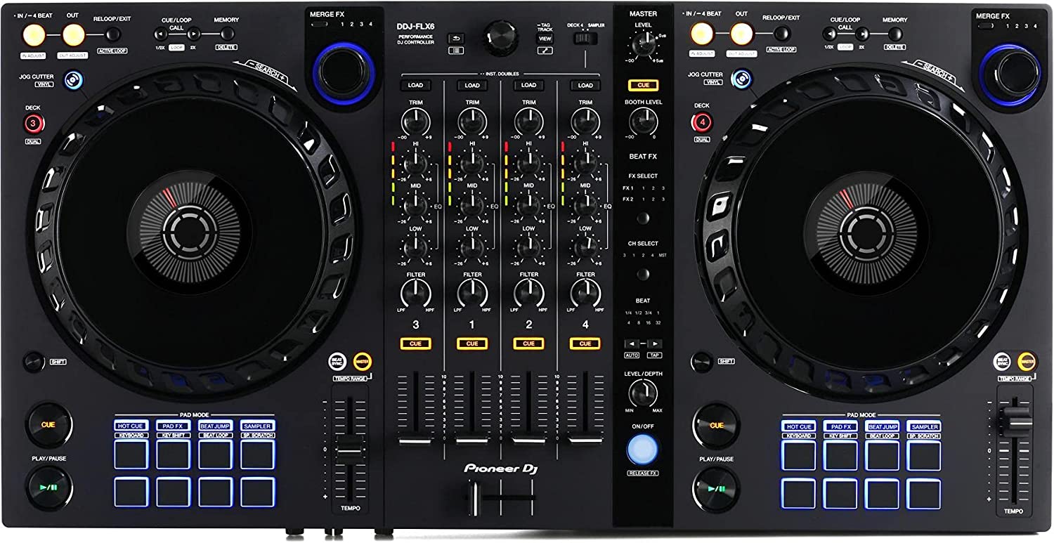 Pioneer DDJ-FLX6 4-Deck Rekordbox and Serato Controller