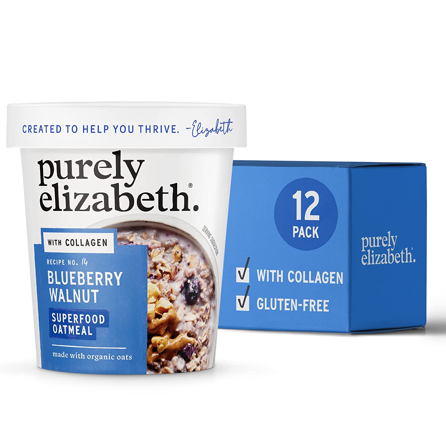 Purely Elizabeth Gluten-Free Collagen Oats Cup - 2 Oz - 12 Adet