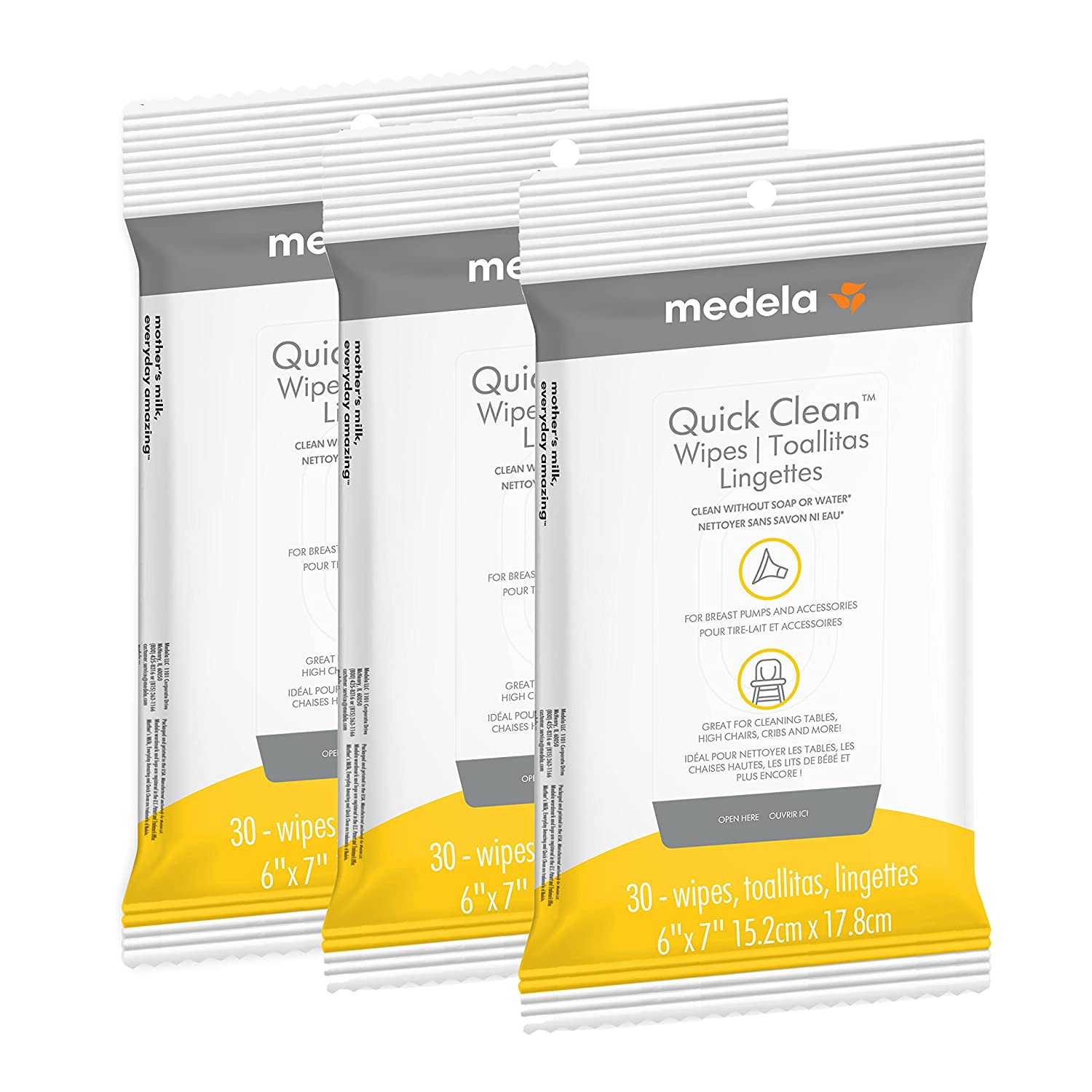 Medela Quick Clean Breast Pump and Accessory Wipes - 90 Adet