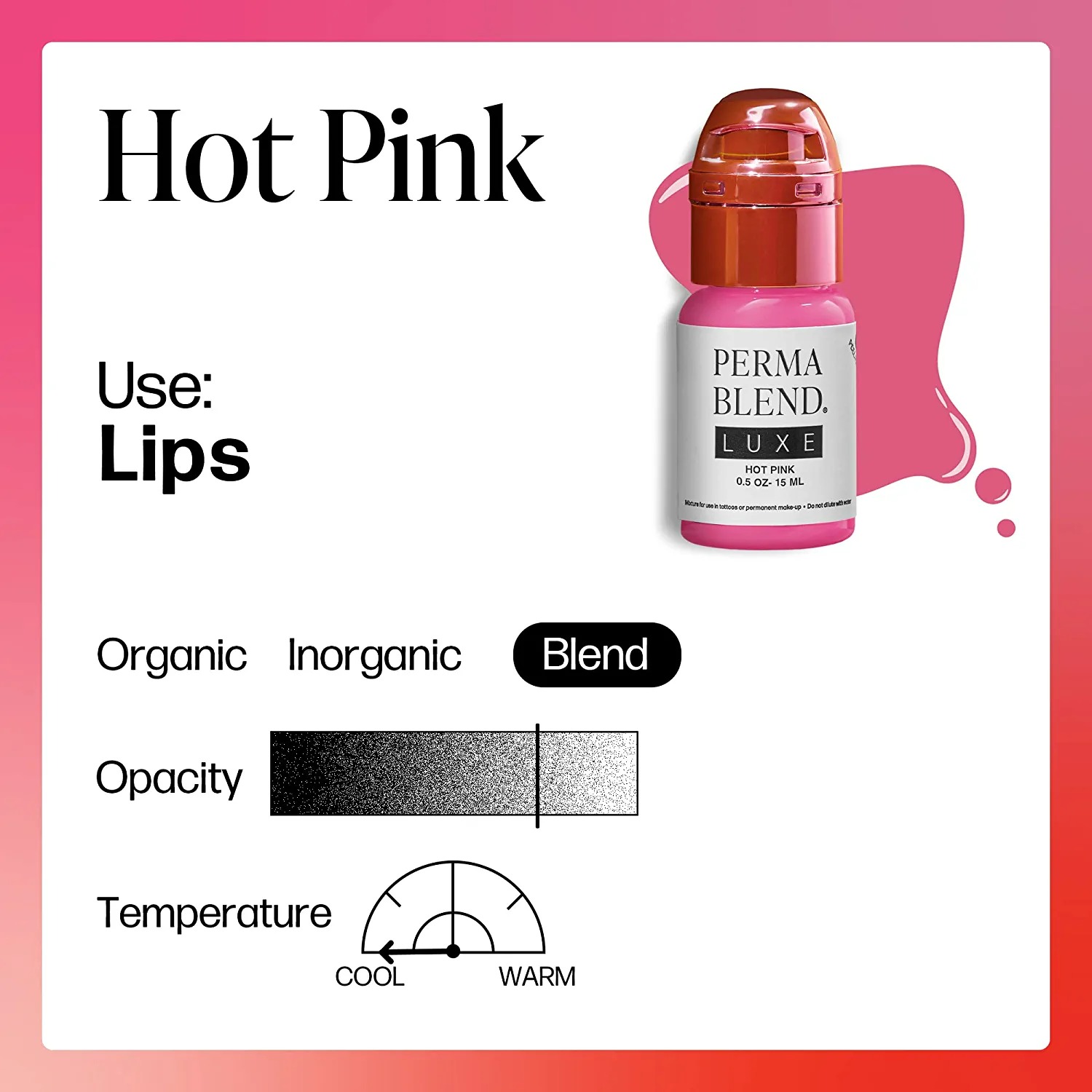 Perma Blend Luxe - Hot Pink - Microblading Ink to Enhance Lip Color - 0.5 Oz