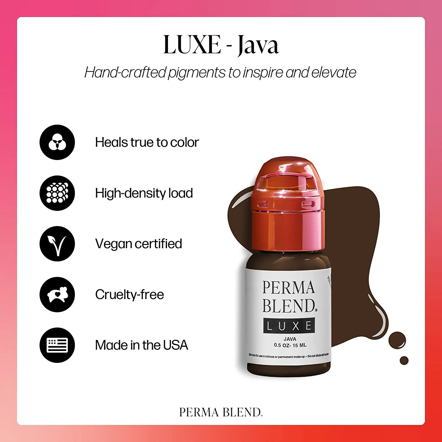 Perma Blend Luxe - Java - Microblading Ink for Permanent Eyeliner - 0.5 Oz