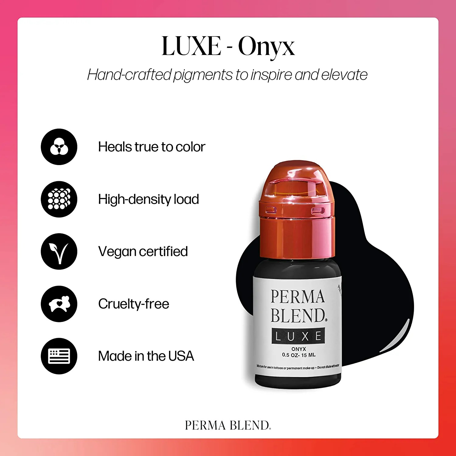 Perma Blend Luxe - Onyx - Microblading Ink for Permanent Eyeliner - 0.5 Oz