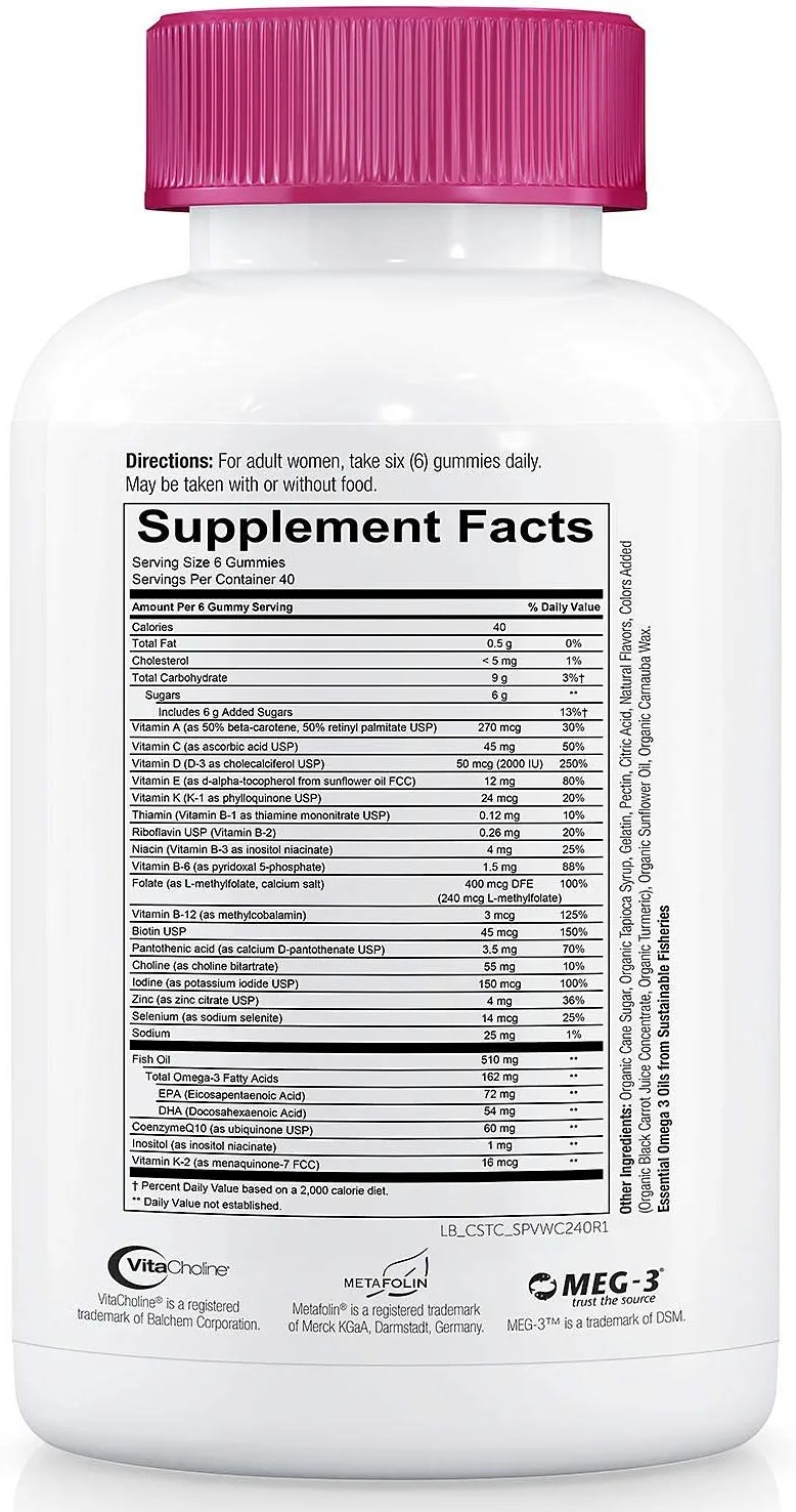 SmartyPants Women's Complete Multivitamin Dietary Supplement Netcount - 240 Adet