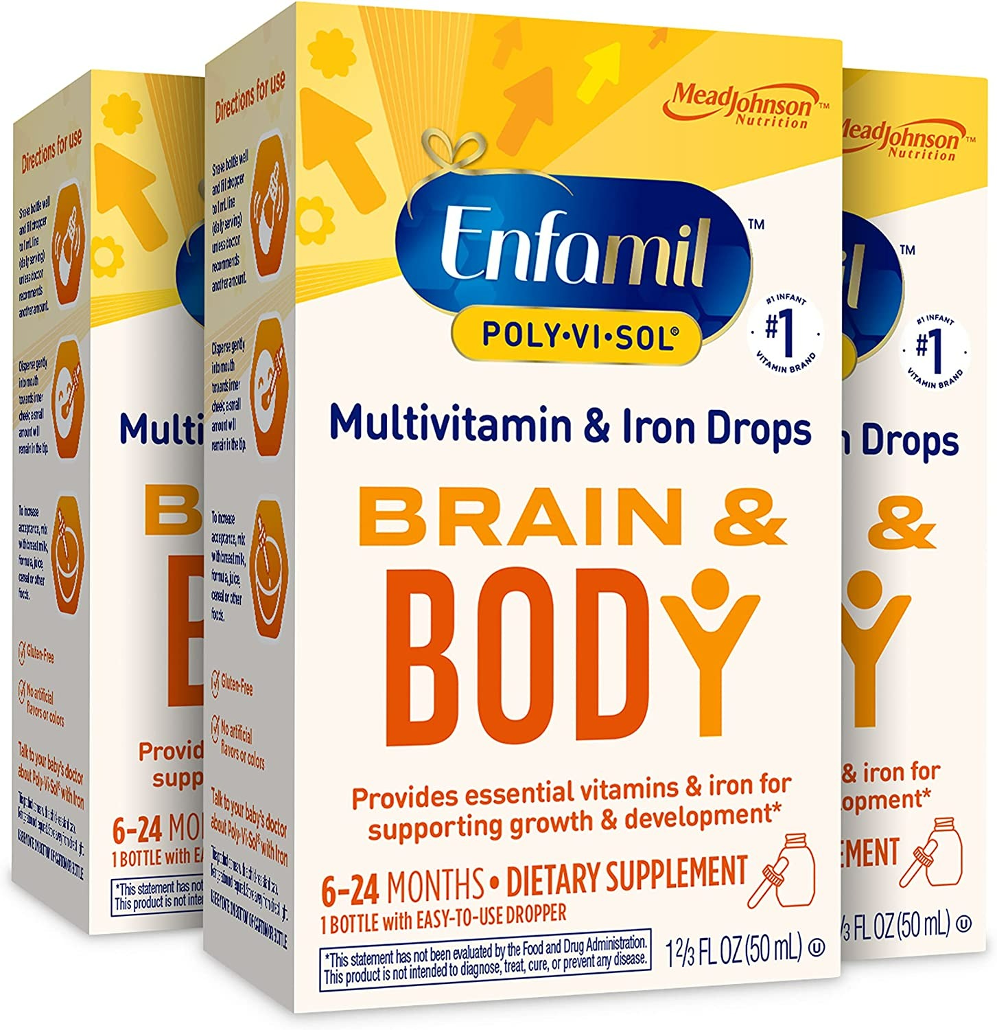 Enfamil Baby Vitamin Poly-Vi-Sol with Iron Multivitamin Supplement Drops - 50 Ml - 3'lü Paket