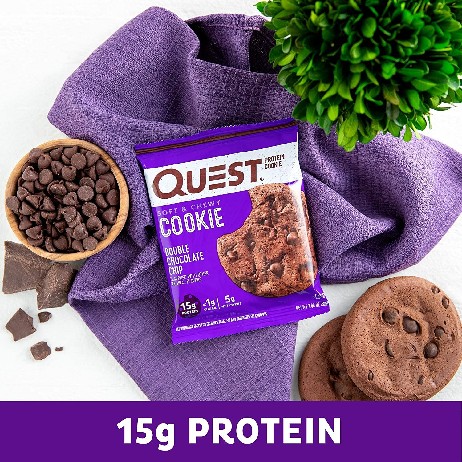 Quest Nutrition Double Chocolate Chip Protein Cookie - 12 Adet