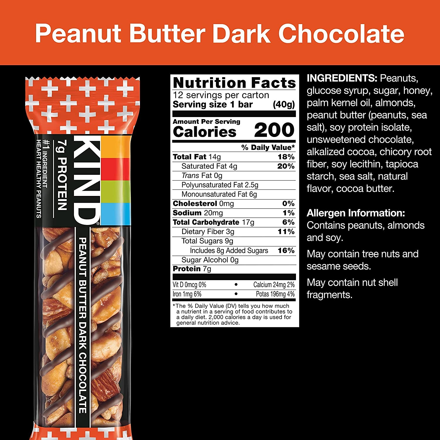 KIND Bars - Peanut Butter Dark Chocolate - 12 Adet